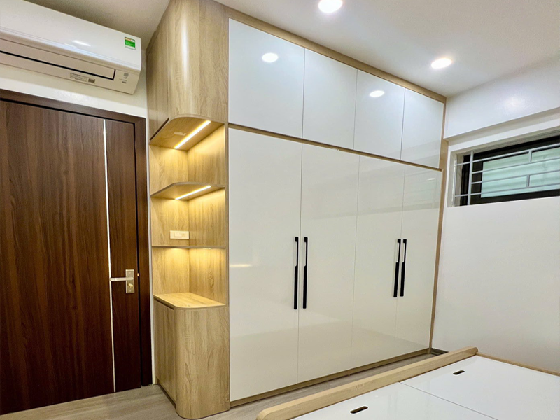 tủ quần áo gỗ mdf màu sồi 389