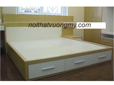 bộ Giường gỗ MDF 1m6 ngăn kéo dọc